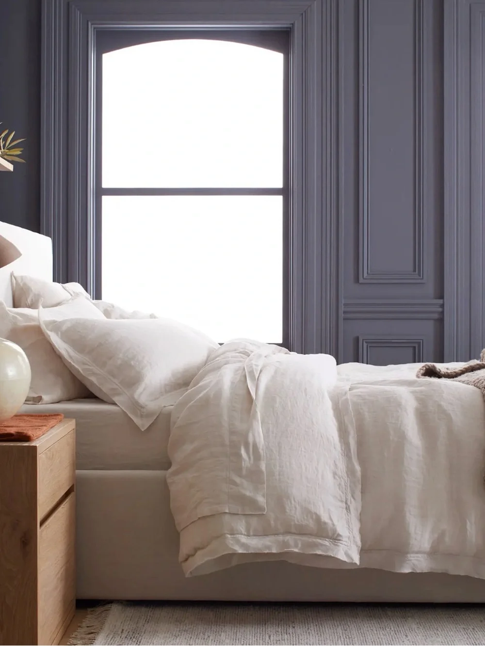 European Linen King/Cal King Double Flange Duvet Cover Set in Sand - Retail $214